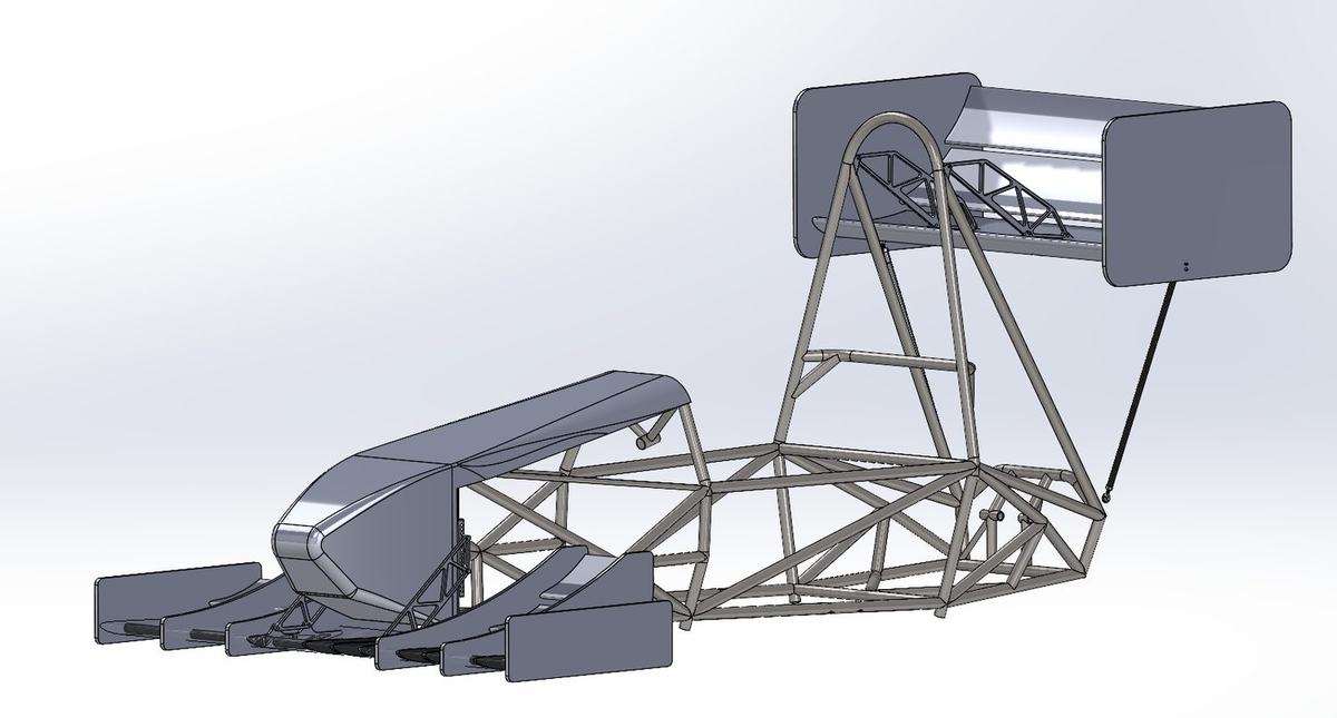 CAD assembly of the car with the full aero package