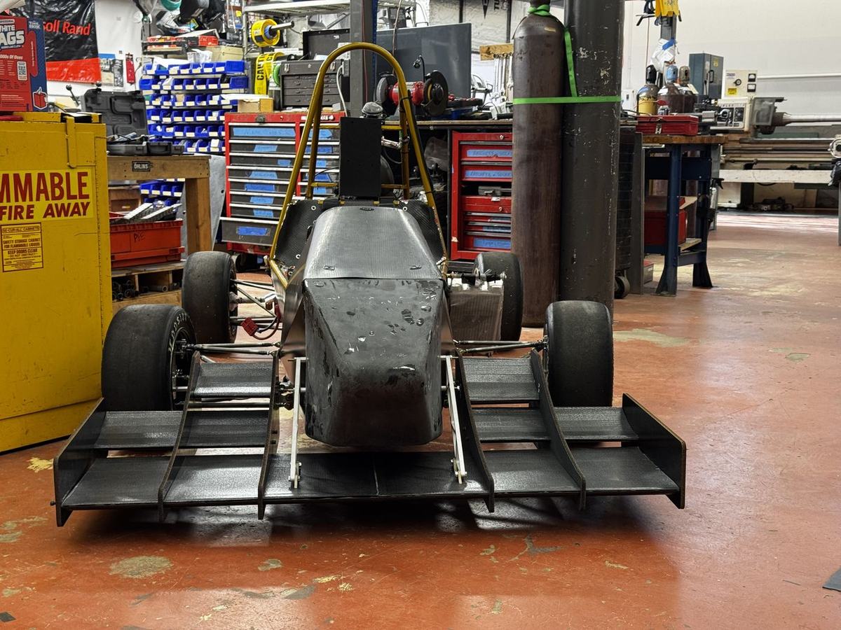 Front of the completed car with the front wing mounted