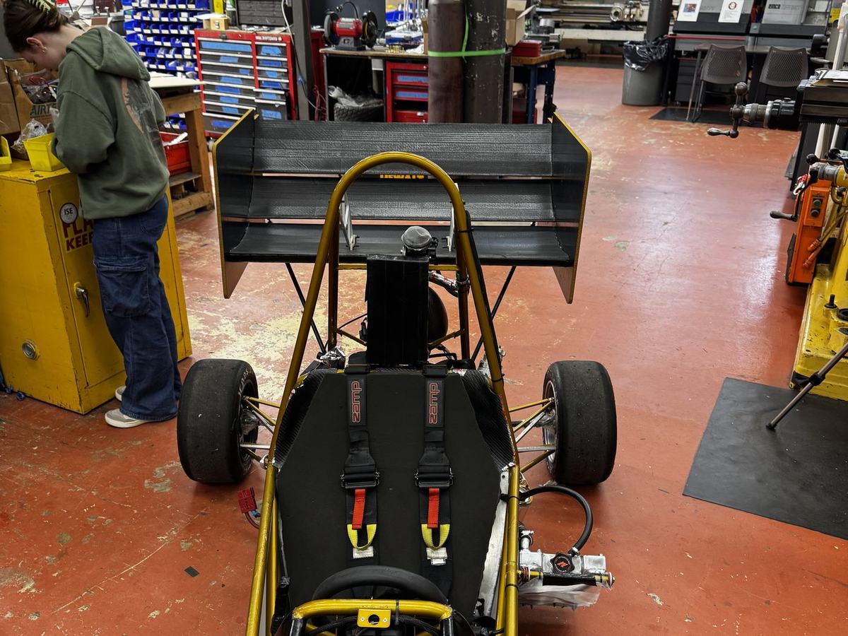 The completed car with the rear wing mounted