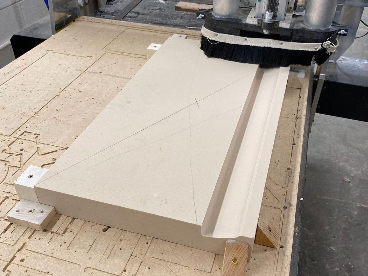 CNC router machining a high-density foam mold