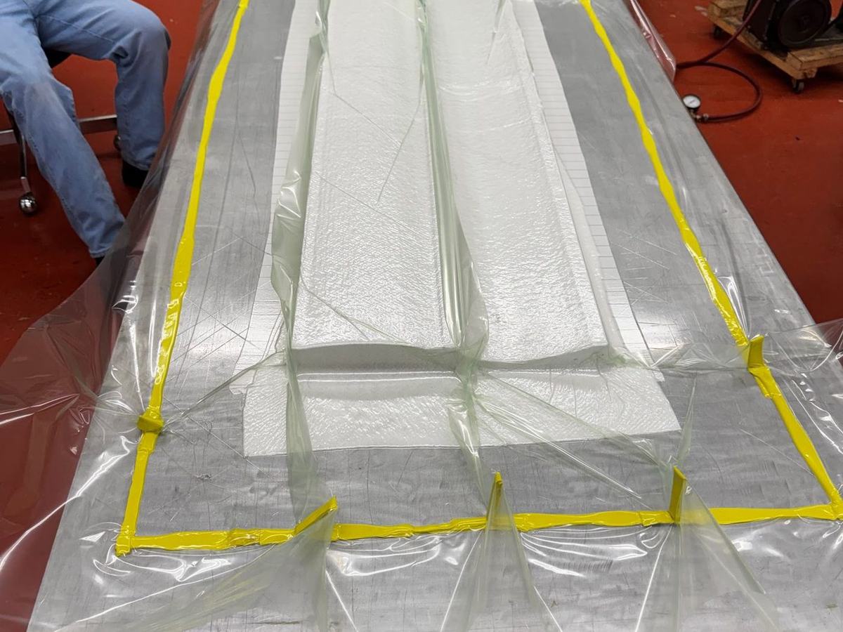 Prepreg and glue film cut to ply templates