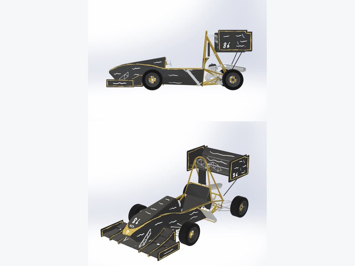 Rendered CAD of the LR-26 in black and gold livery with the aero package fitted