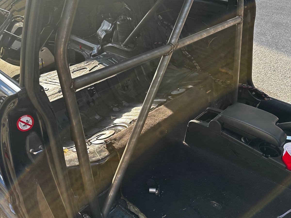 Roll cage welded into a BMW track car