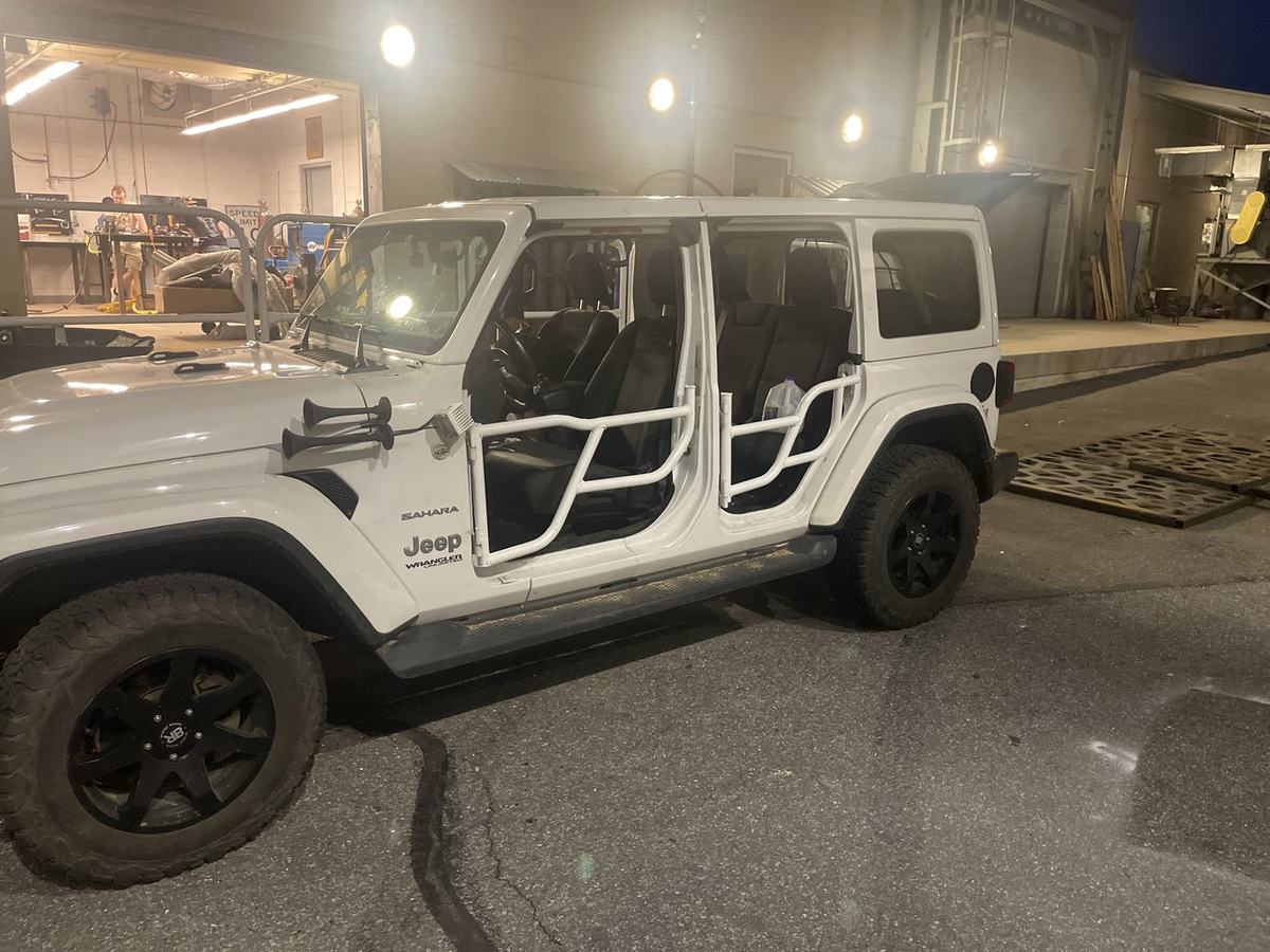 The Jeep Wrangler with all four finished tubular doors installed