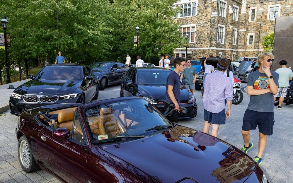 Members and their cars gathered on campus