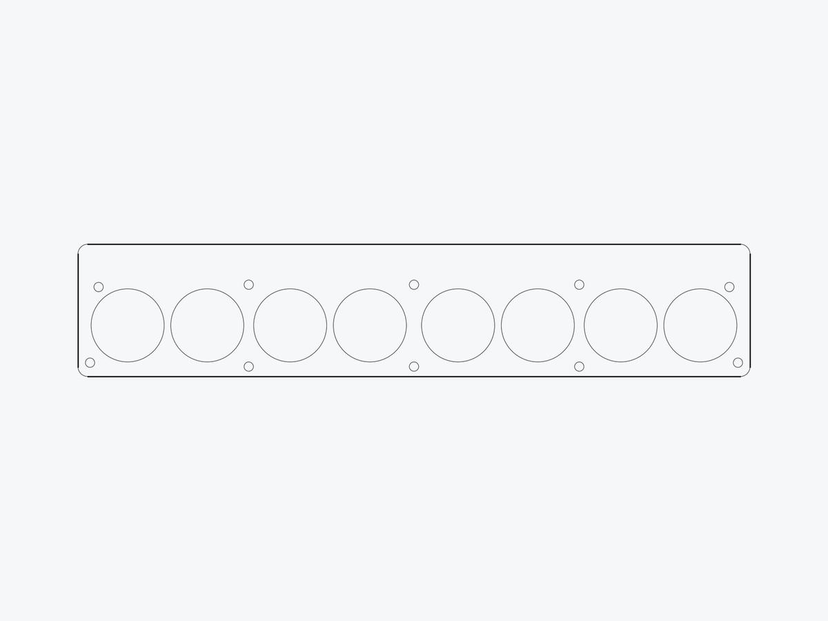 Waterjet toolpath drawing for the straight-eight pressure test plate, 34.5 inches long