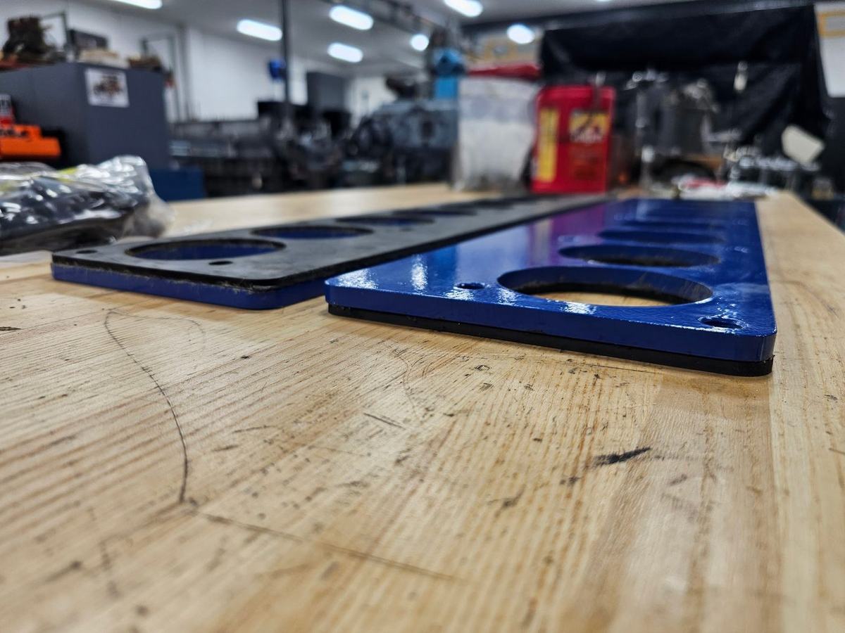 Close view along the length of the finished pressure test plates