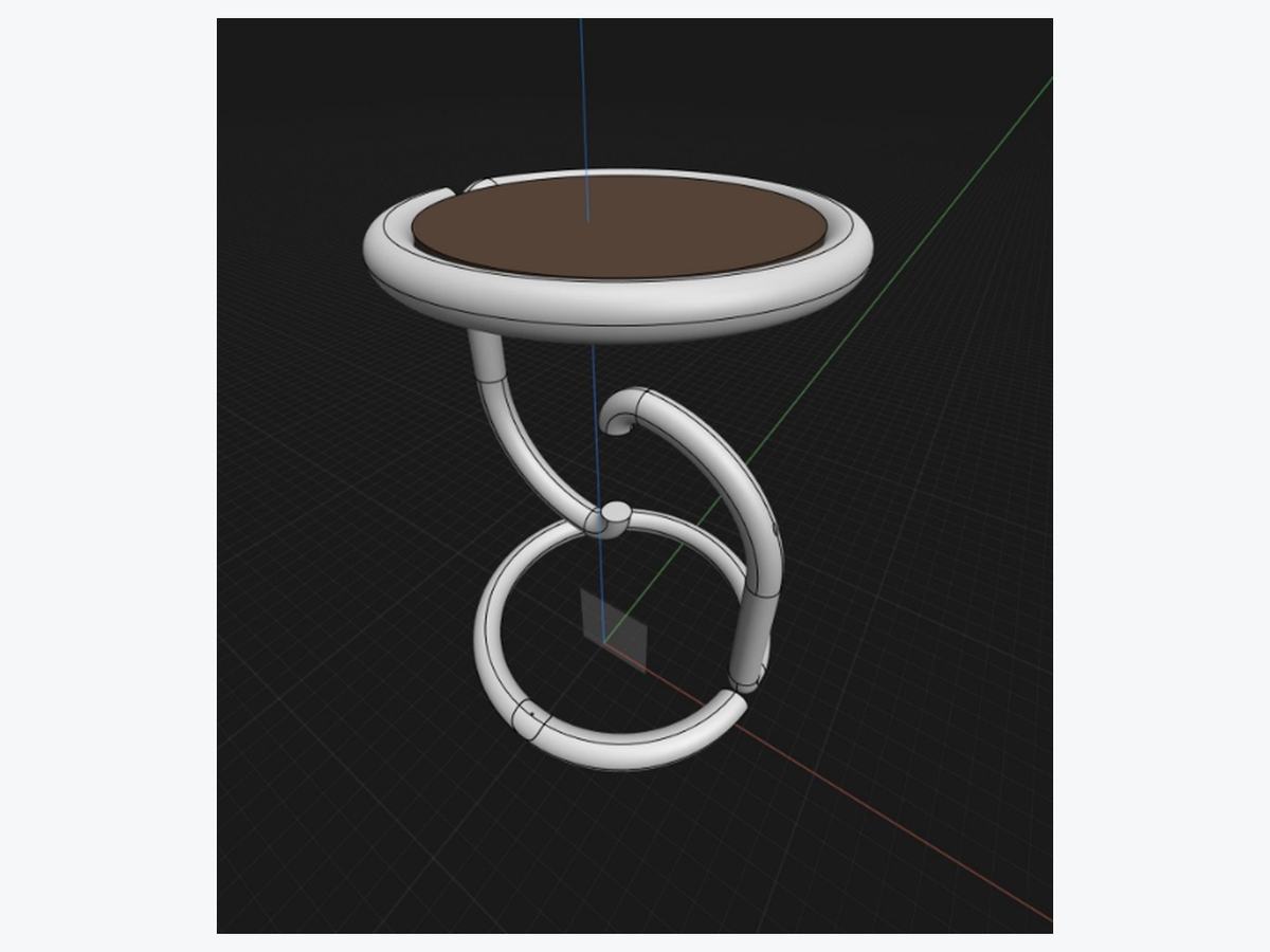 CAD model of the tensegrity table showing the curved tube geometry